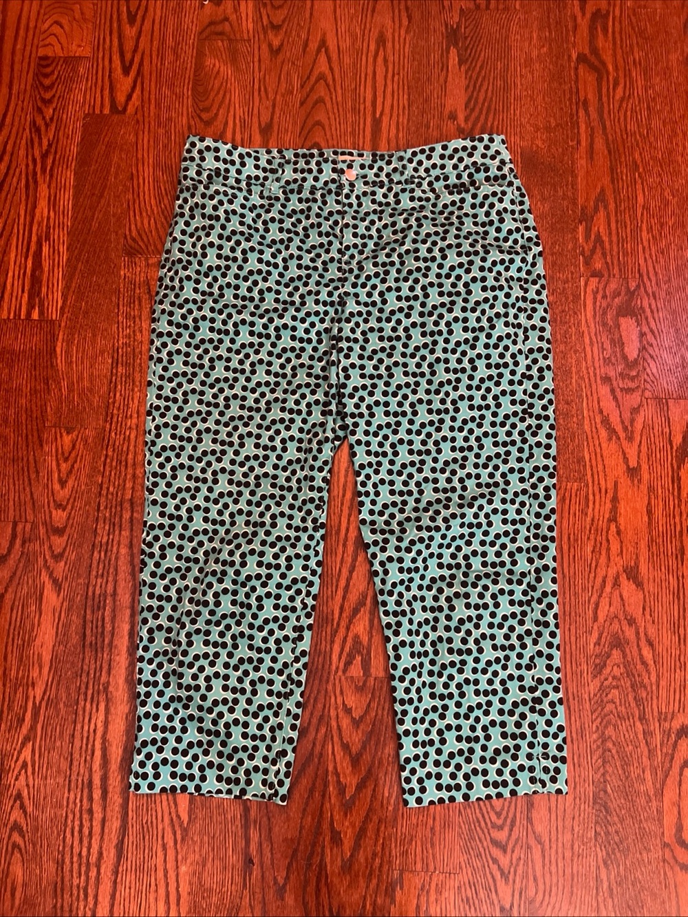 Madison Women’s Pants Capris Cotton Polka Dots Pockets 10 High Rise